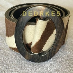 NEW Ralph Lauren SIZE SMALL  Brown & Cream Zebra Print Horsehair Belt $5…